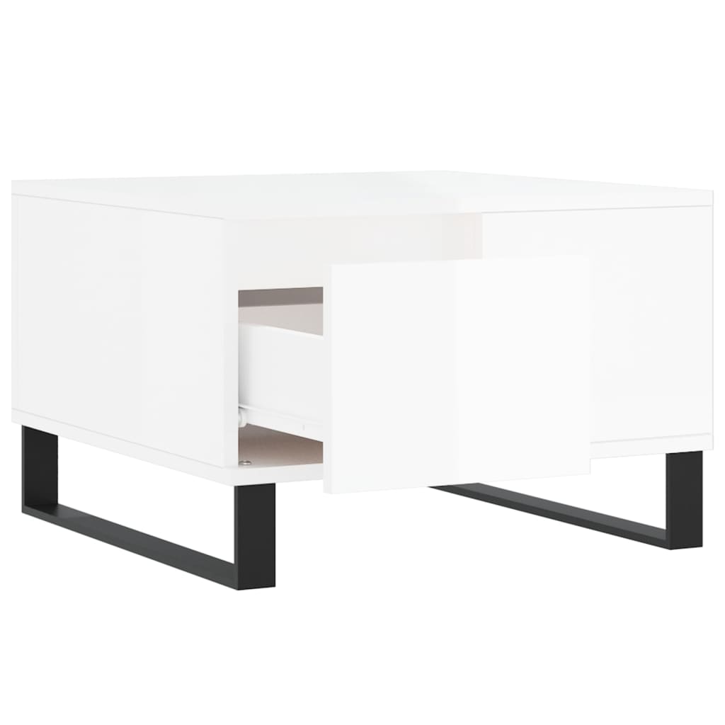 Tavolino Salotto Bianco Lucido 55x55x36,5 cm Legno Multistrato