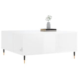 Tavolino Salotto Bianco Lucido 80x80x36,5 cm Legno Multistrato