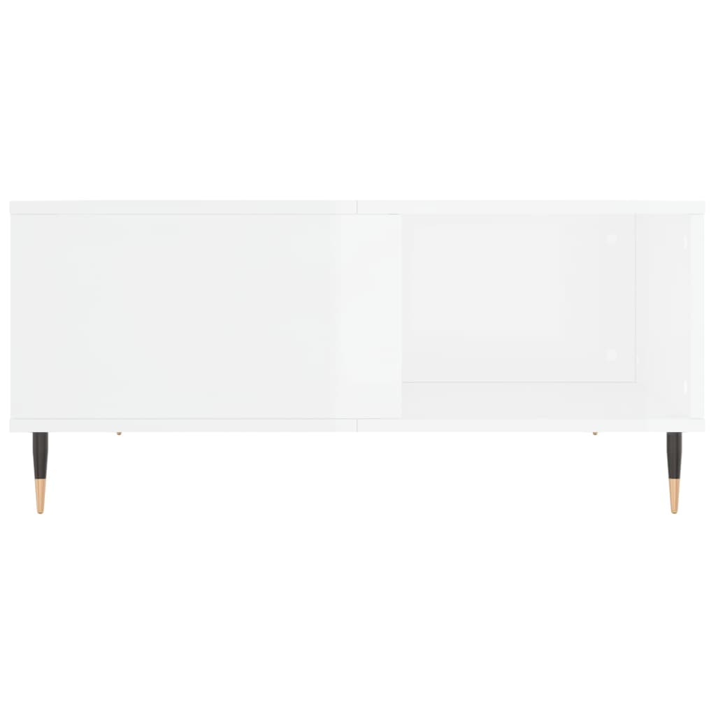 Tavolino Salotto Bianco Lucido 80x80x36,5 cm Legno Multistrato