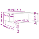 Tavolino Salotto Grigio Sonoma 80x80x36,5 cm Legno Multistrato