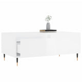 Tavolino Salotto Bianco Lucido 90x50x36,5 cm Legno Multistrato