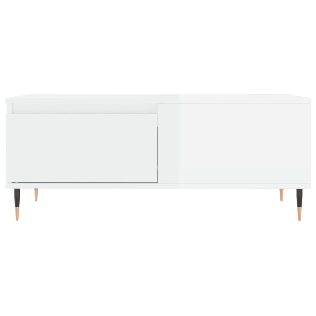 Tavolino Salotto Bianco Lucido 90x50x36,5 cm Legno Multistrato