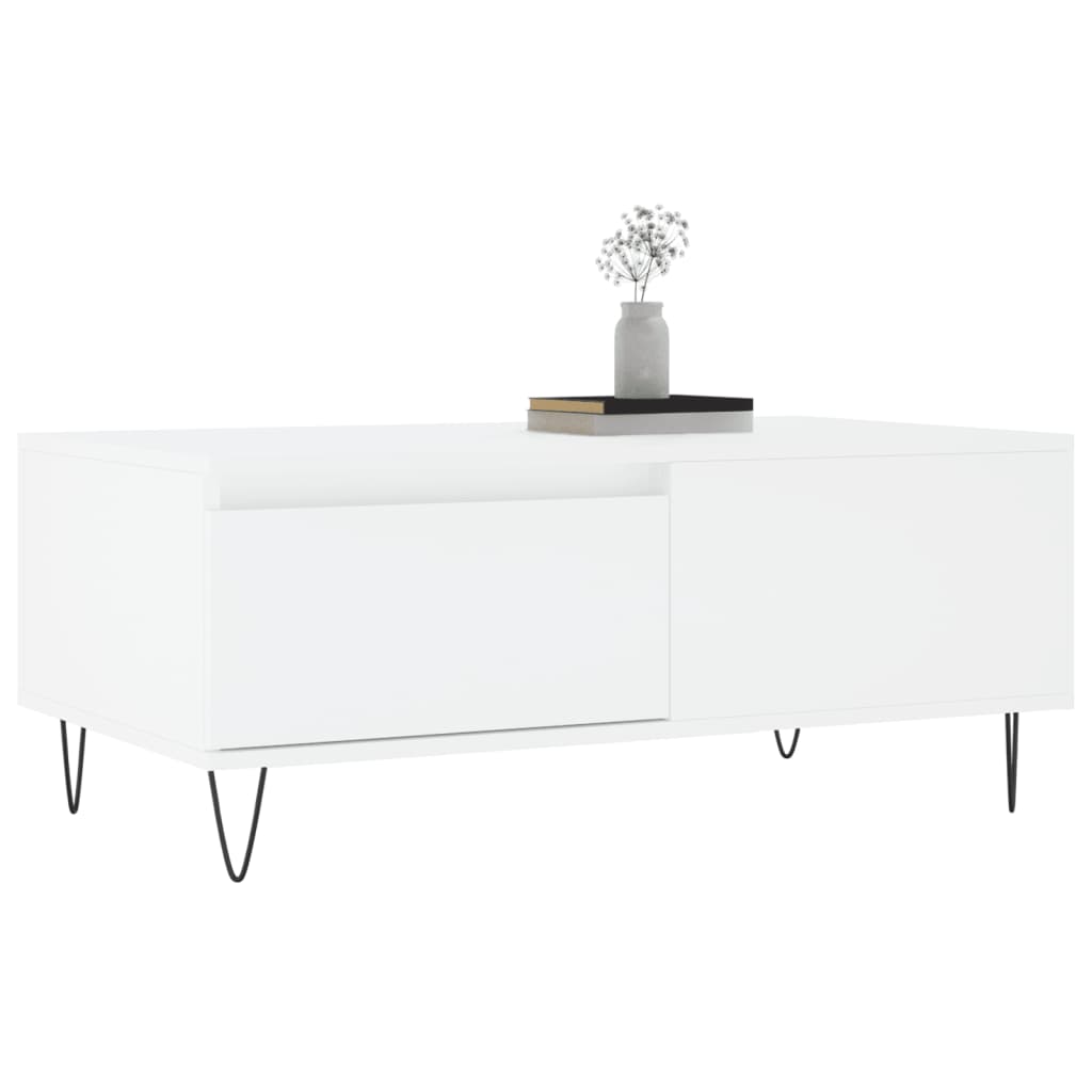 Tavolino da Salotto Bianco 90x50x36,5 cm in Legno Multistrato