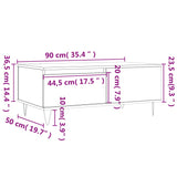 Tavolino da Salotto Bianco 90x50x36,5 cm in Legno Multistrato