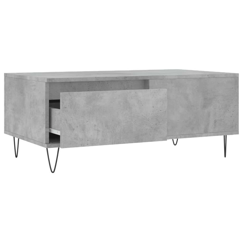 Tavolino Salotto Grigio Cemento 90x50x36,5 cm Legno Multistrato