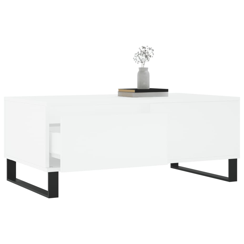 Tavolino da Salotto Bianco 90x50x36,5 cm in Legno Multistrato