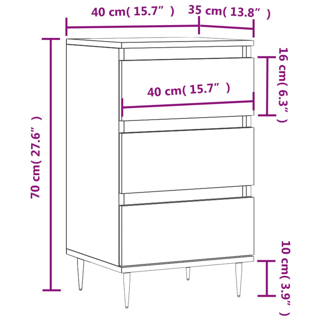 Credenza Rovere Fumo 40x35x70 cm in Legno Multistrato