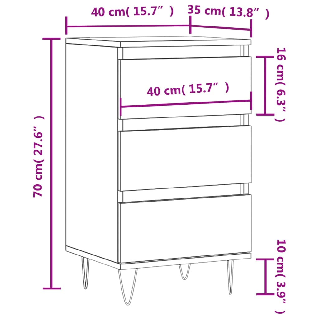 Credenza Rovere Sonoma 40x35x70 cm in Legno Multistrato