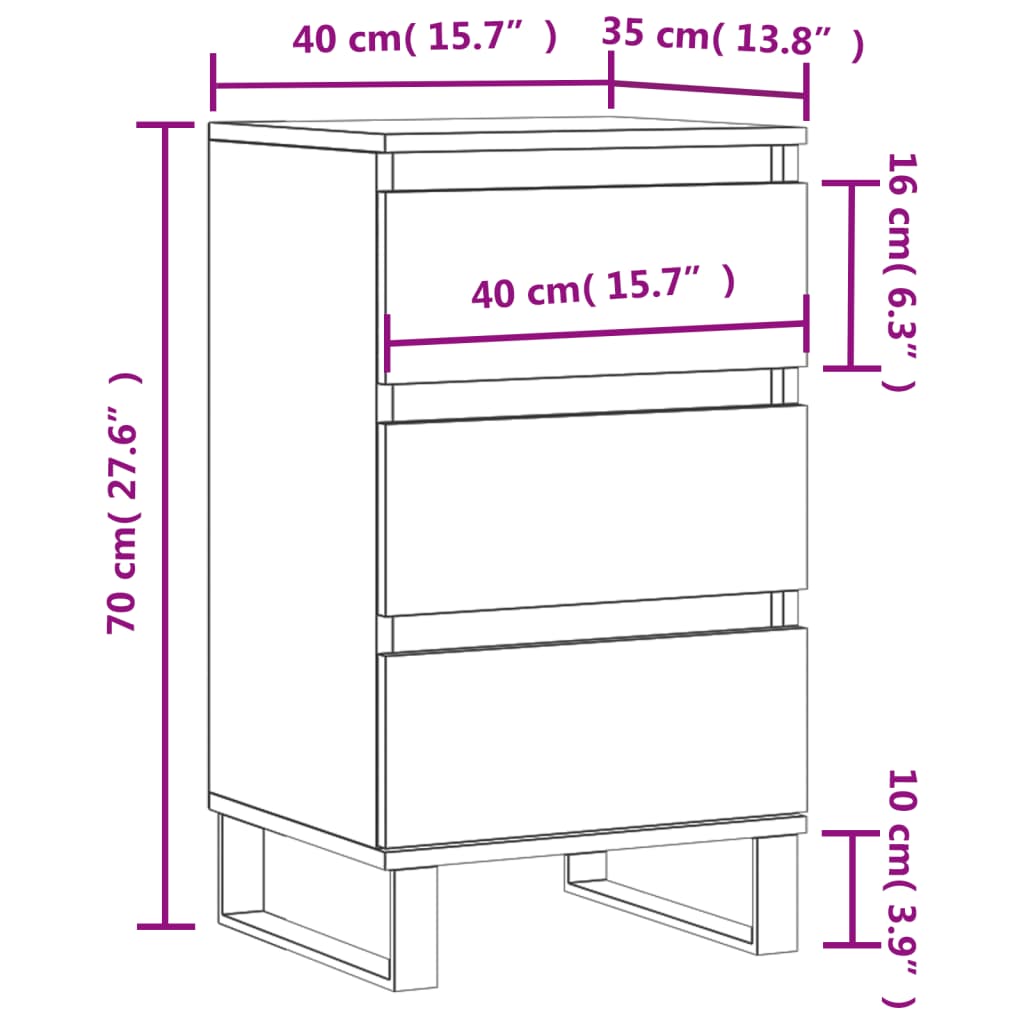 Credenza Bianca 40x35x70 cm in Legno Multistrato