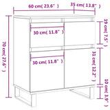 Credenza Bianco Lucido 60x35x70 cm in Legno Multistrato