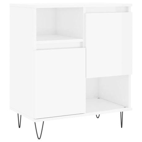 Credenza Bianco Lucido 60x35x70 cm in Legno Multistrato