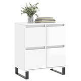 Credenza Bianco Lucido 60x35x70 cm in Legno Multistrato