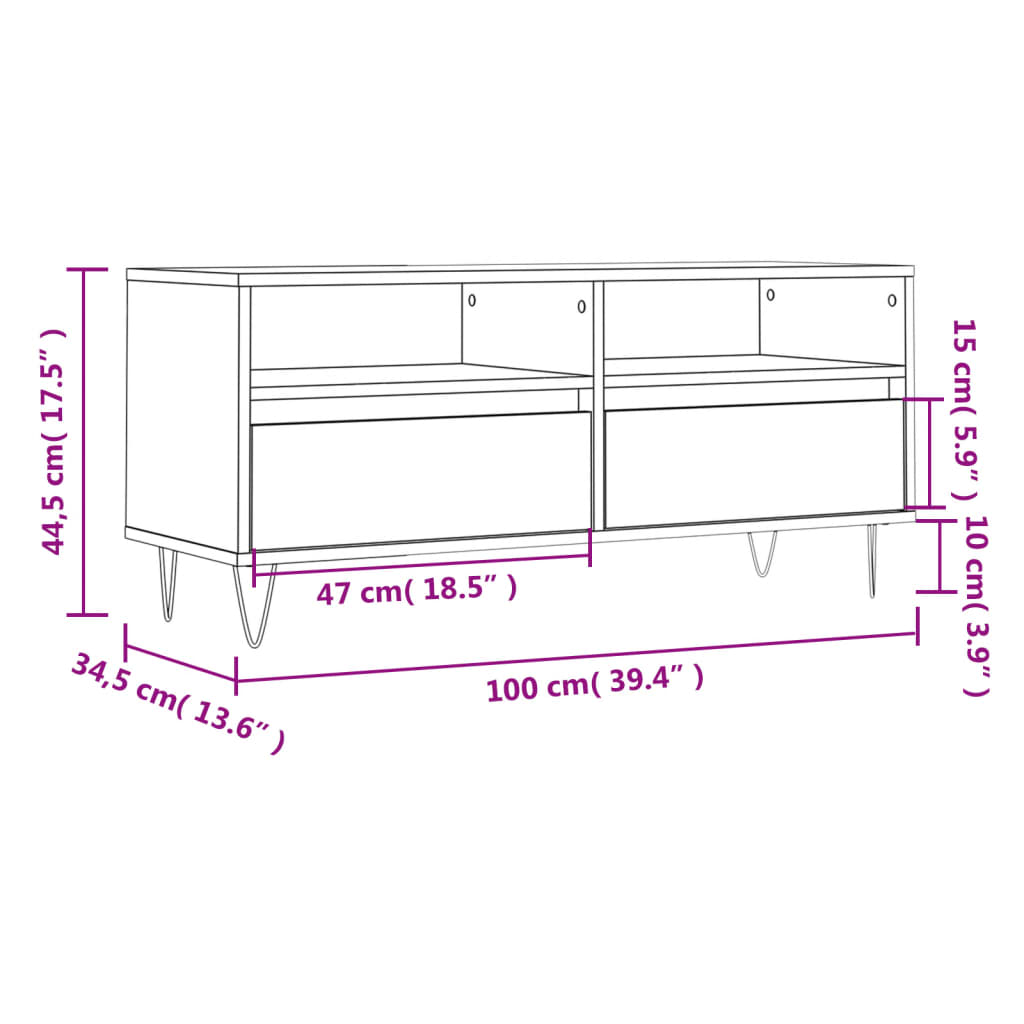 Mobile Porta TV Grigio Sonoma 100x34,5x44,5cm Legno Multistrato