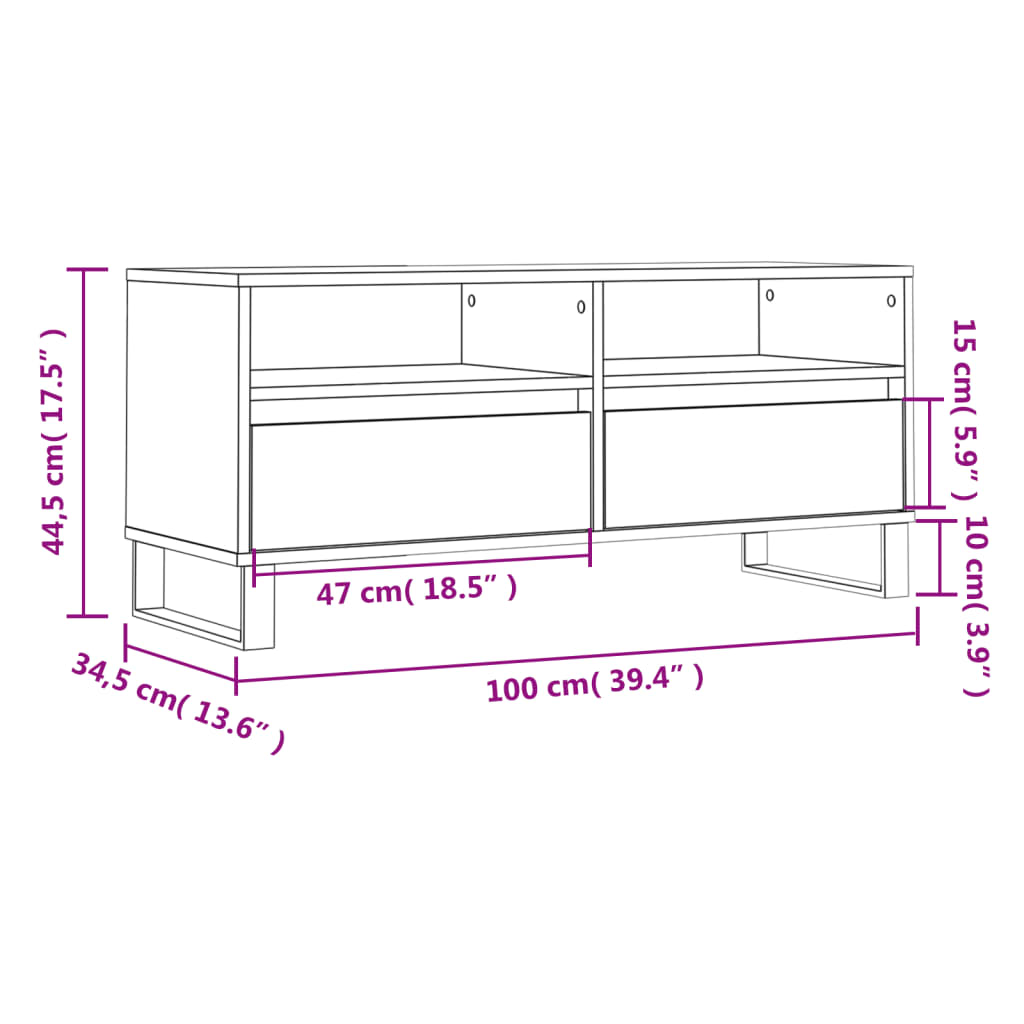 Mobile per TV Grigio Cemento 100x34,5x44,5 cm Legno Multistrato