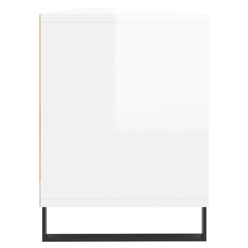 Mobile Porta TV Bianco Lucido 150x30x44,5 cm Legno Multistrato