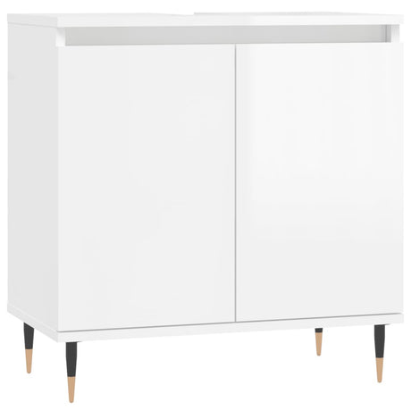 Armadietto Bagno Bianco Lucido 58x33x60cm in Legno Multistrato