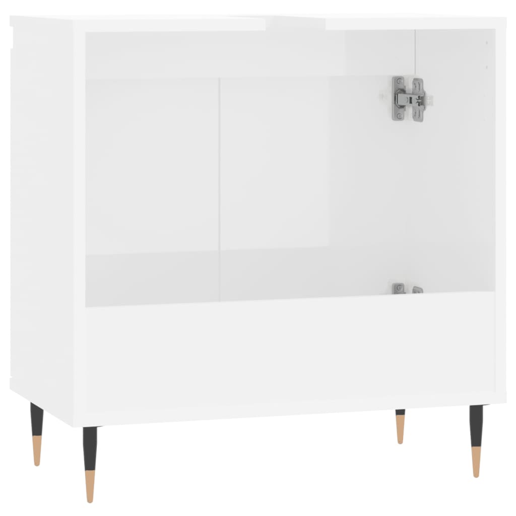 Armadietto Bagno Bianco Lucido 58x33x60cm in Legno Multistrato