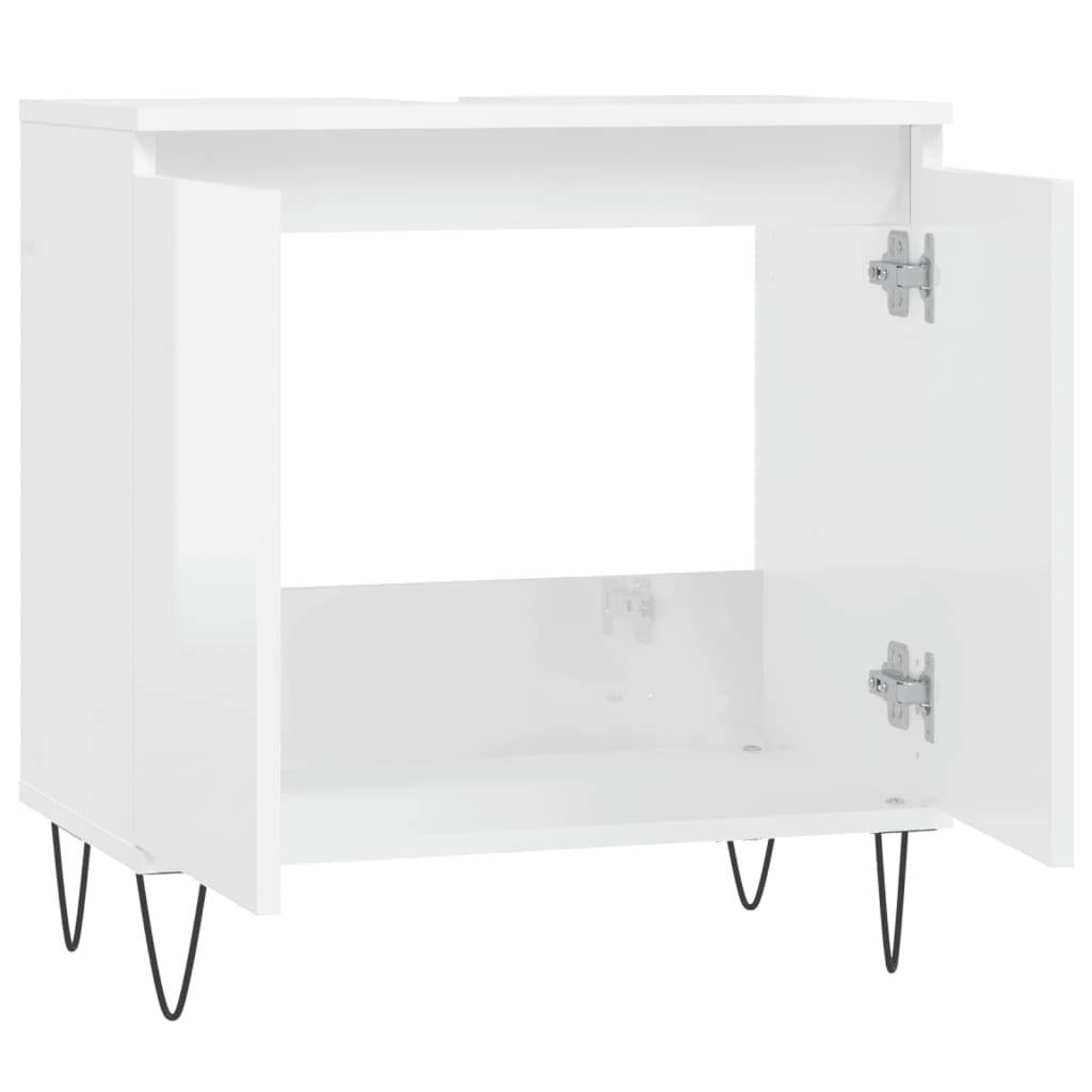 Armadietto Bagno Bianco Lucido 58x33x60cm in Legno Multistrato