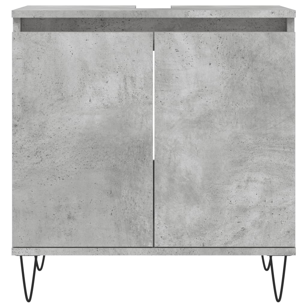 Armadietto da Bagno Grigio Cemento 58x33x60cm Legno Multistrato