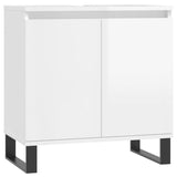 Armadietto Bagno Bianco Lucido 58x33x60cm in Legno Multistrato