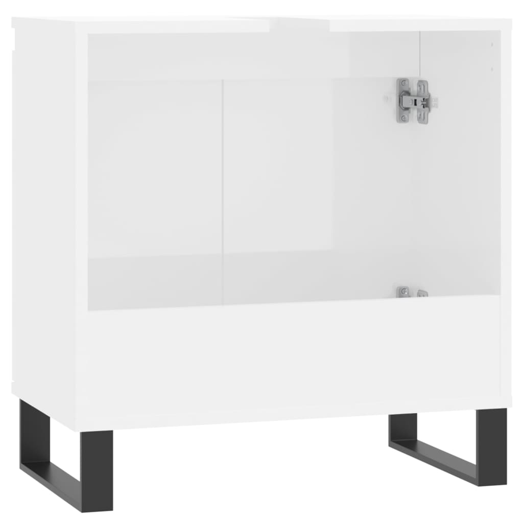 Armadietto Bagno Bianco Lucido 58x33x60cm in Legno Multistrato