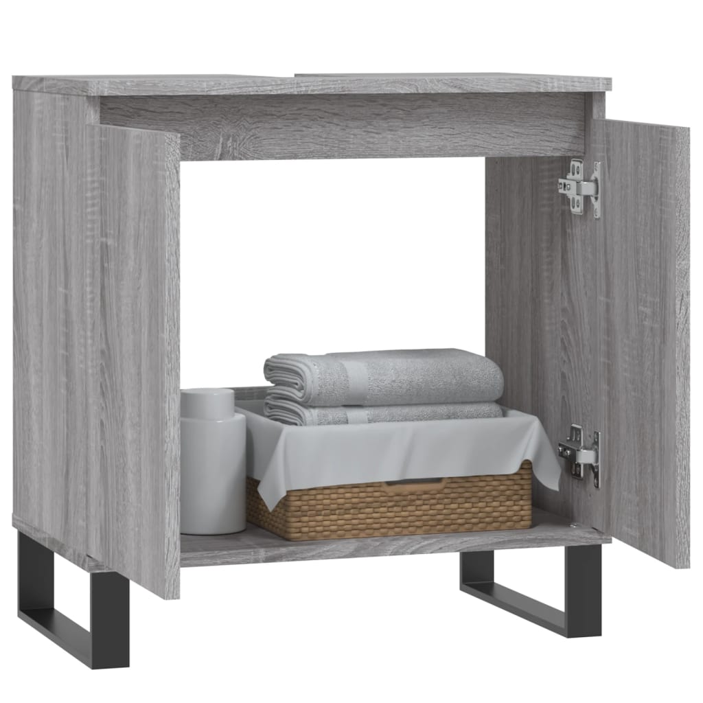 Mobile da Bagno Grigio Sonoma 58x33x60 cm in Legno Multistrato