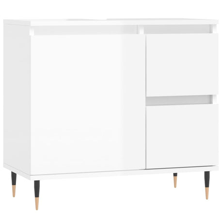 Armadietto Bagno Bianco Lucido 65x33x60cm in Legno Multistrato