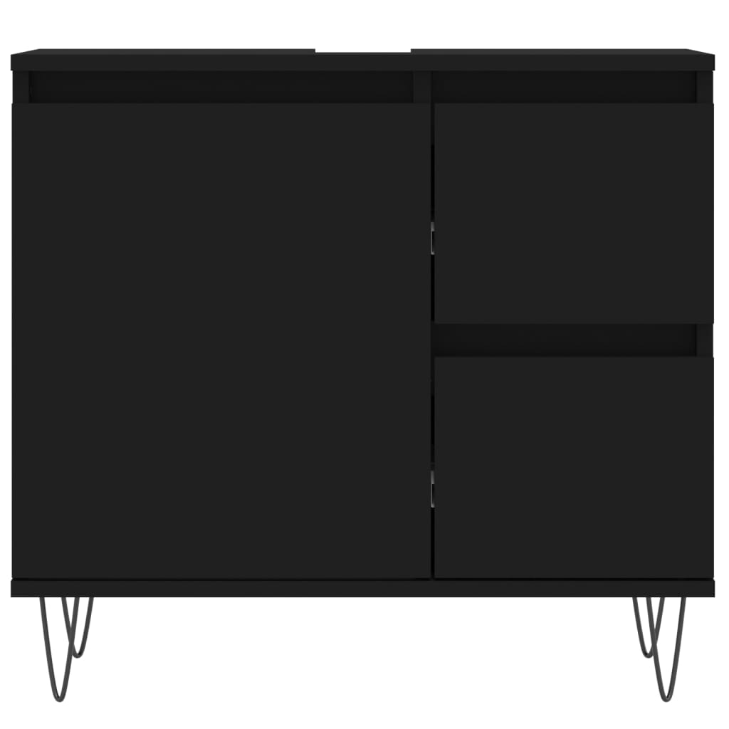 Armadietto da Bagno Nero 65x33x60 cm in Legno Multistrato