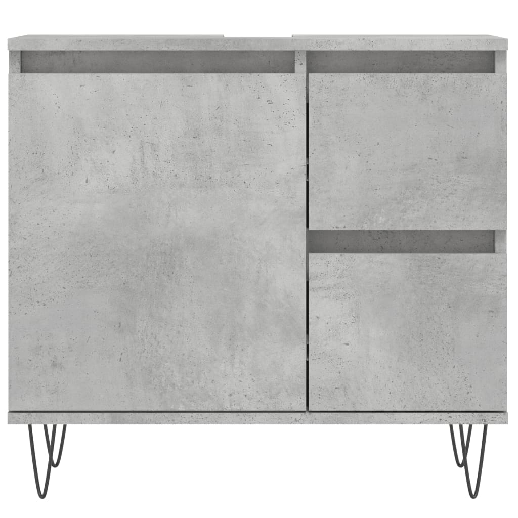 Armadietto da Bagno Grigio Cemento 65x33x60cm Legno Multistrato