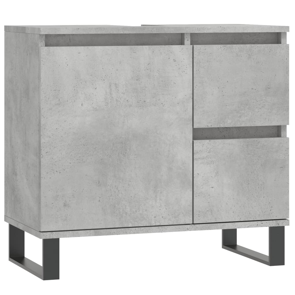 Armadietto da Bagno Grigio Cemento 65x33x60cm Legno Multistrato