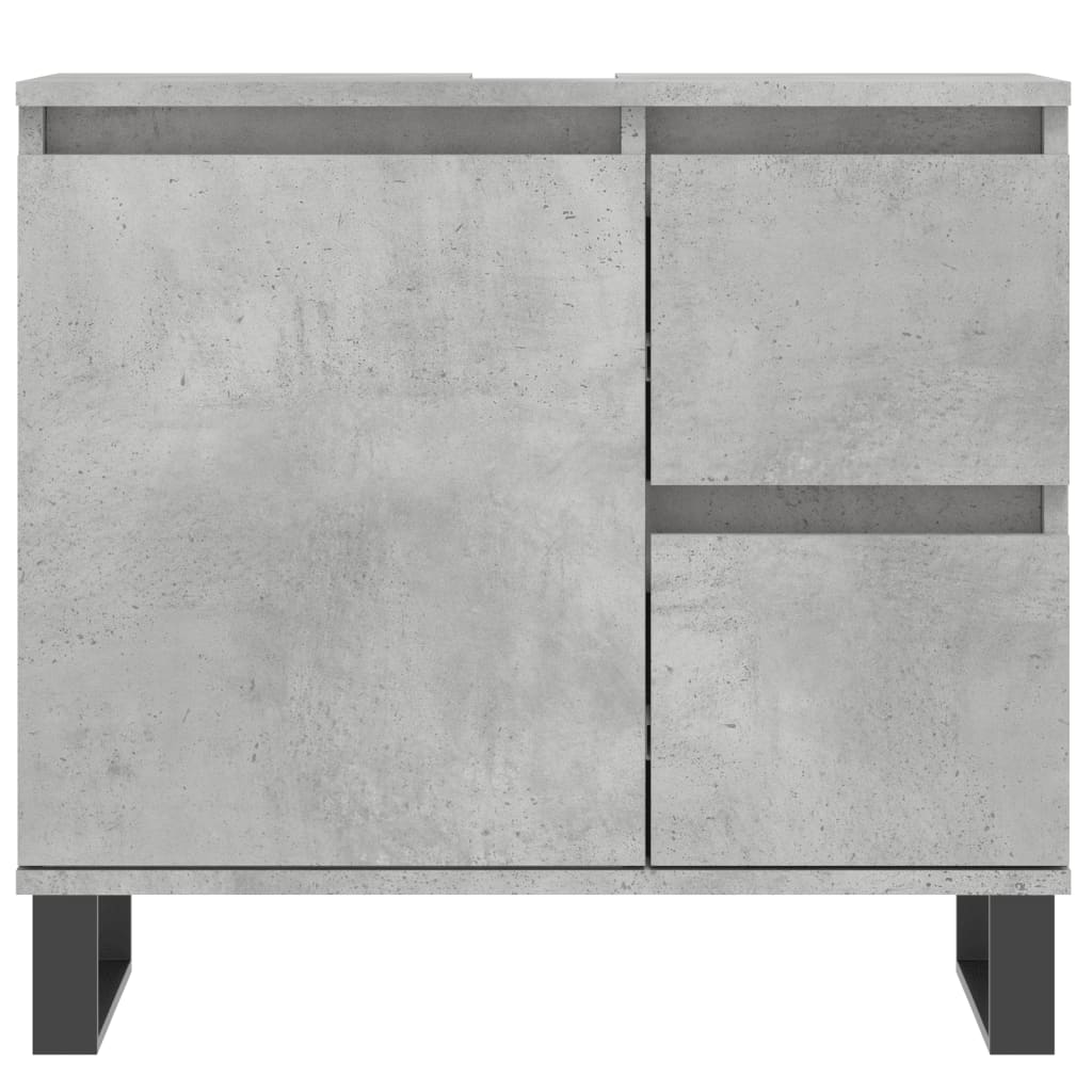 Armadietto da Bagno Grigio Cemento 65x33x60cm Legno Multistrato