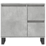 Armadietto da Bagno Grigio Cemento 65x33x60cm Legno Multistrato