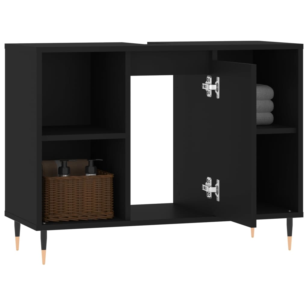 Mobile da Bagno Nero 80x33x60 cm in Legno Multistrato