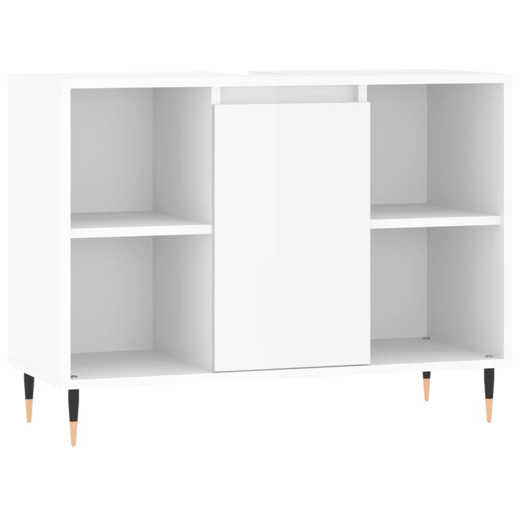 Armadietto Bagno Bianco Lucido 80x33x60cm in Legno Multistrato