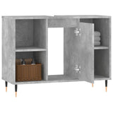 Armadietto da Bagno Grigio Cemento 80x33x60cm Legno Multistrato