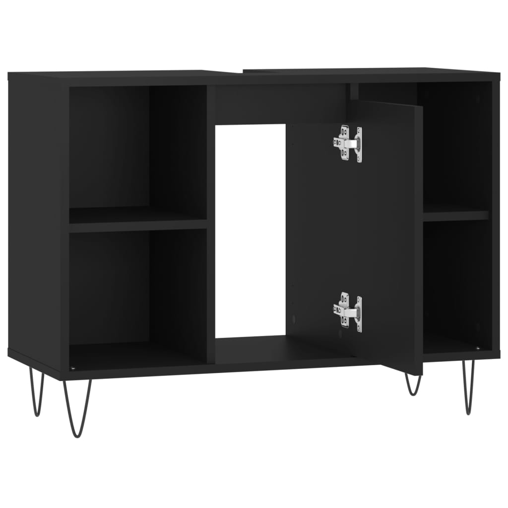 Mobile da Bagno Nero 80x33x60 cm in Legno Multistrato