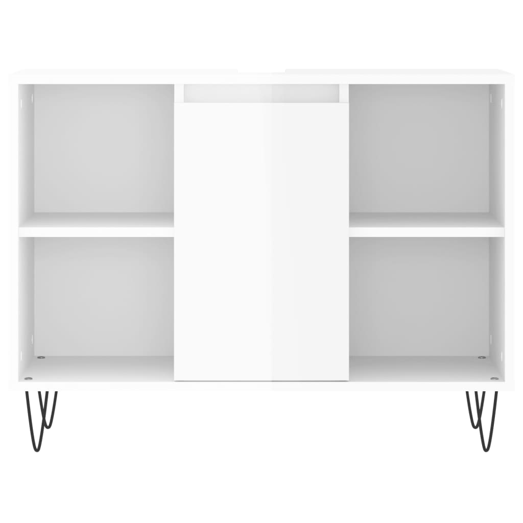 Armadietto Bagno Bianco Lucido 80x33x60cm in Legno Multistrato