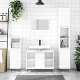 Armadietto Bagno Bianco Lucido 80x33x60cm in Legno Multistrato