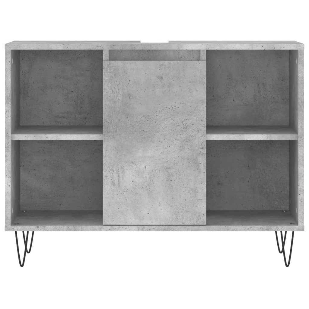 Armadietto da Bagno Grigio Cemento 80x33x60cm Legno Multistrato