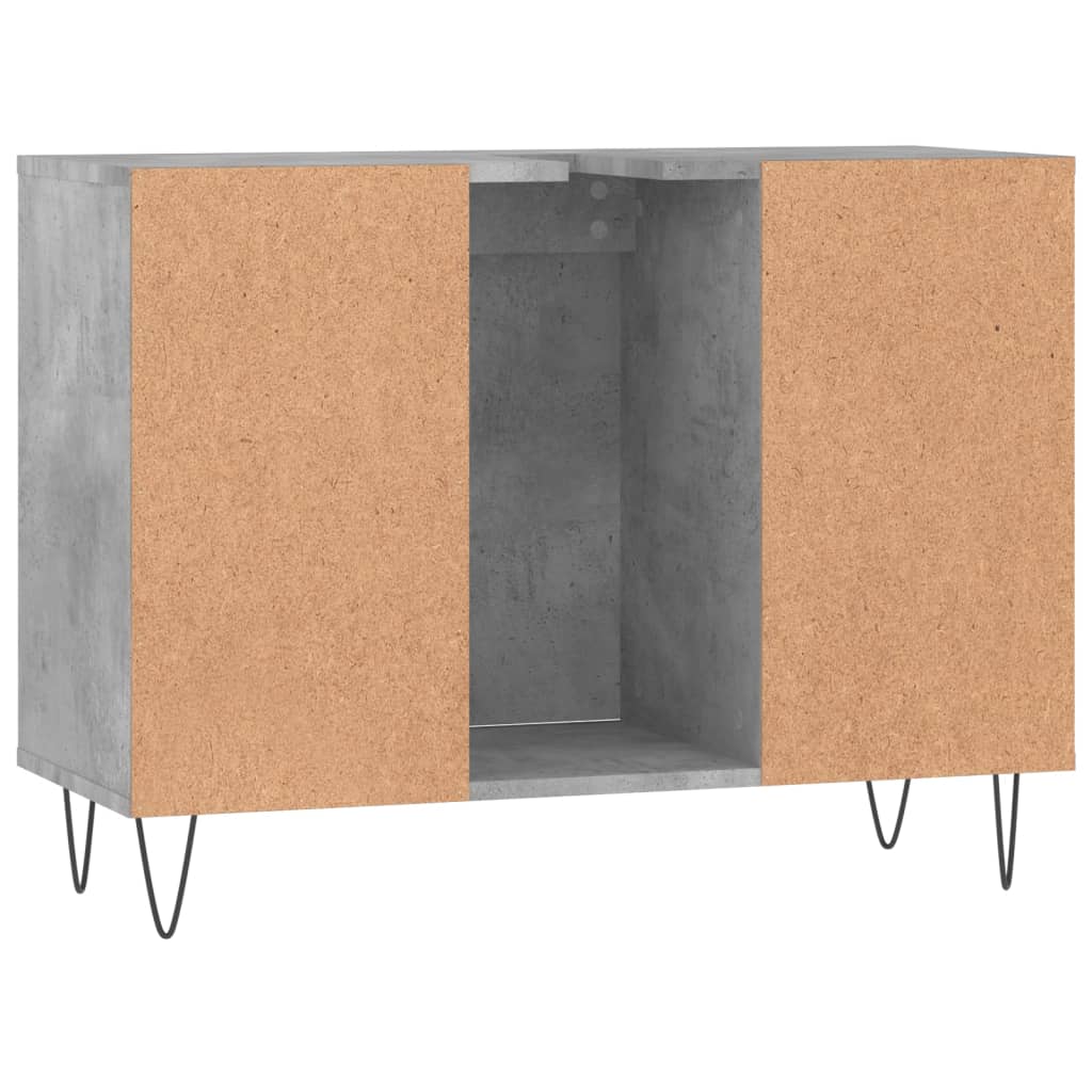 Armadietto da Bagno Grigio Cemento 80x33x60cm Legno Multistrato