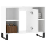 Armadietto Bagno Bianco Lucido 80x33x60cm in Legno Multistrato