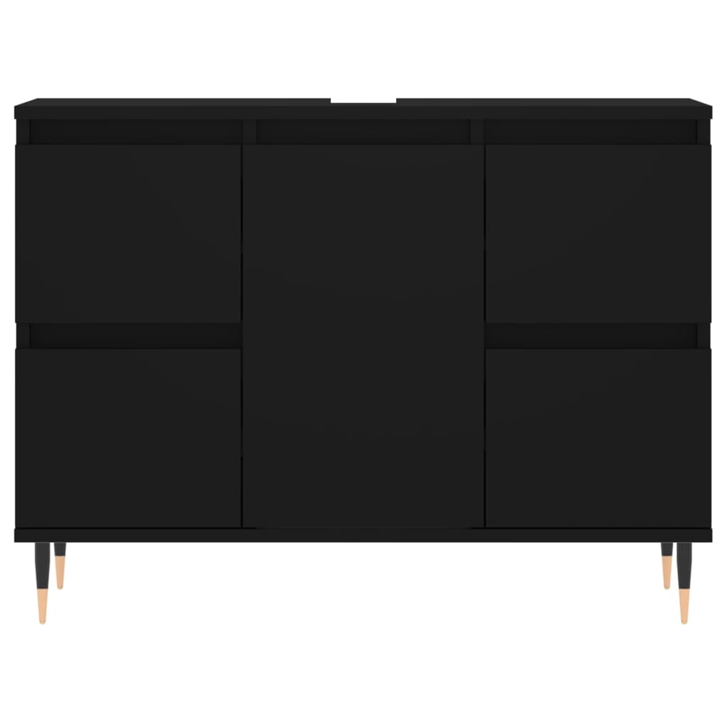 Mobile da Bagno Nero 80x33x60 cm in Legno Multistrato