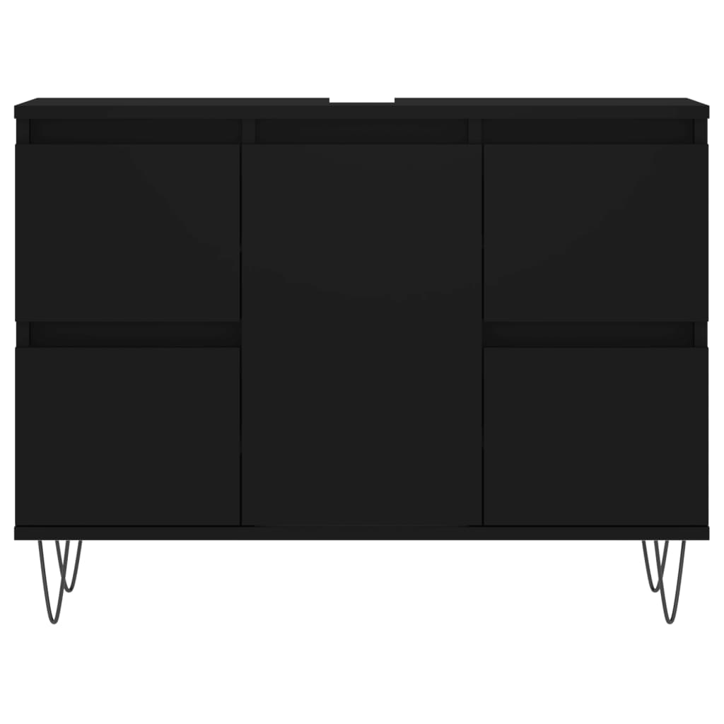 Mobile da Bagno Nero 80x33x60 cm in Legno Multistrato