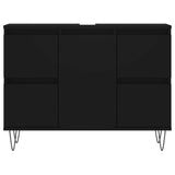 Mobile da Bagno Nero 80x33x60 cm in Legno Multistrato