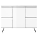 Armadietto Bagno Bianco Lucido 80x33x60cm in Legno Multistrato