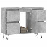 Armadietto da Bagno Grigio Cemento 80x33x60cm Legno Multistrato