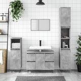 Armadietto da Bagno Grigio Cemento 80x33x60cm Legno Multistrato