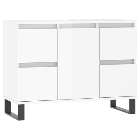 Armadietto Bagno Bianco Lucido 80x33x60cm in Legno Multistrato