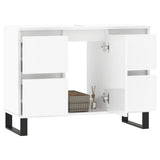 Armadietto Bagno Bianco Lucido 80x33x60cm in Legno Multistrato