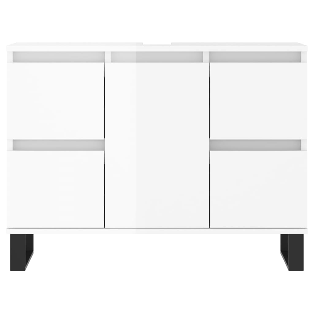 Armadietto Bagno Bianco Lucido 80x33x60cm in Legno Multistrato